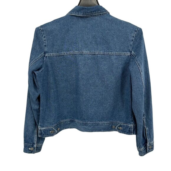 QVC Denim & Co. Women's Embroidered Collar Denim Jacket Classic Trucker Medium - Picture 5 of 7